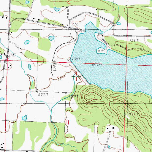 Topographic Map of Waldron Lake, AR