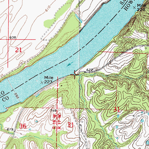 Topographic Map of Bluffport, MO