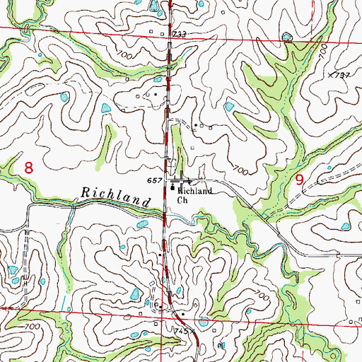 Topographic Map of Richland School (historical), MO