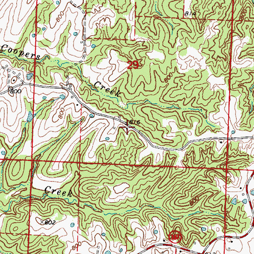 Topographic Map of Burton School (historical), MO