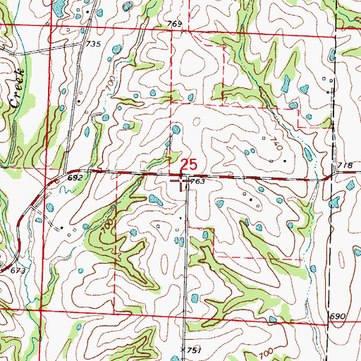 Topographic Map of Ashland School (historical), MO