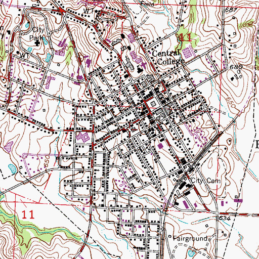 Topographic Map of Fayette School (historical), MO
