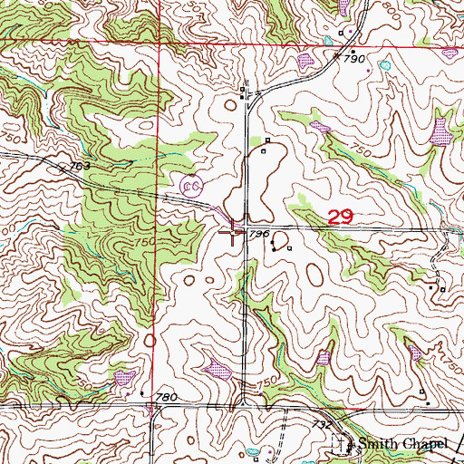 Topographic Map of Arnett School (historical), MO