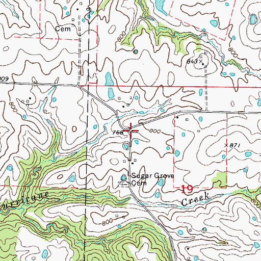 Topographic Map of Sugar Grove School (historical), MO