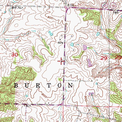 Topographic Map of Sharon Church, MO