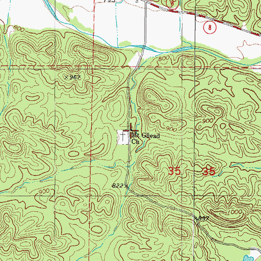 Topographic Map of Mount Gilend Church, AR