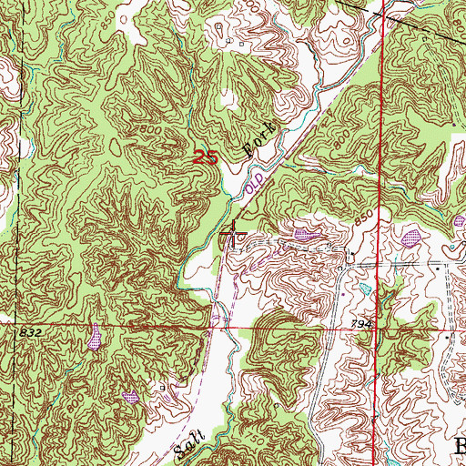 Topographic Map of Russell (historical), MO