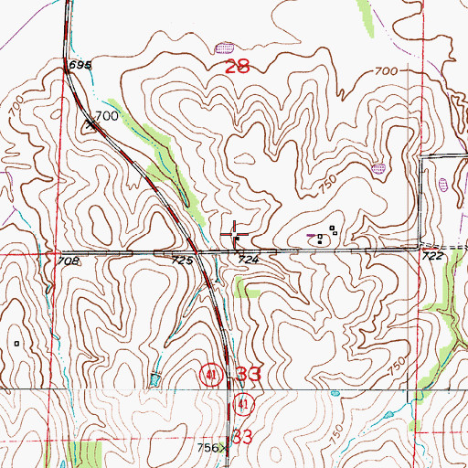Topographic Map of Bates School (historical), MO