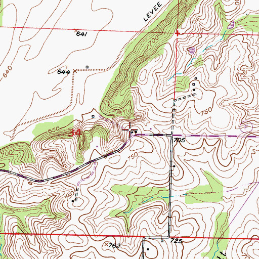 Topographic Map of Bluff School (historical), MO