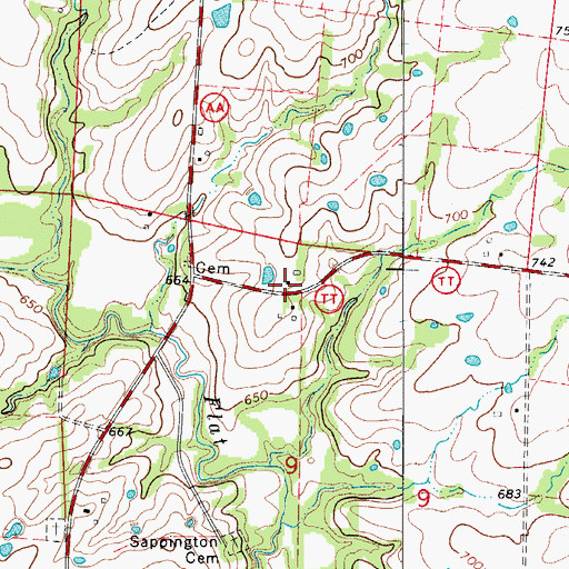 Topographic Map of Brownlee School (historical), MO