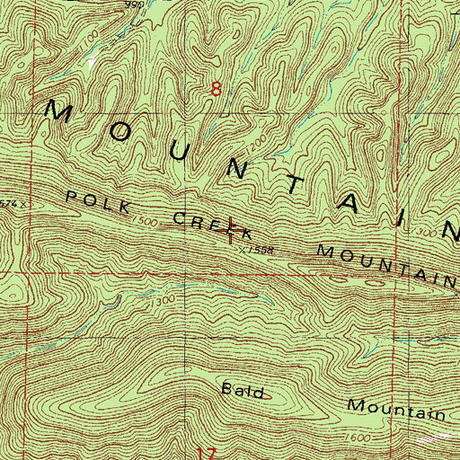 Topographic Map of Polk Creek Mountain, AR