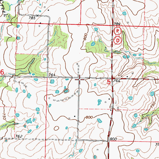 Topographic Map of Clay Center School (historical), MO