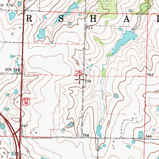 Topographic Map of Downs School (historical), MO