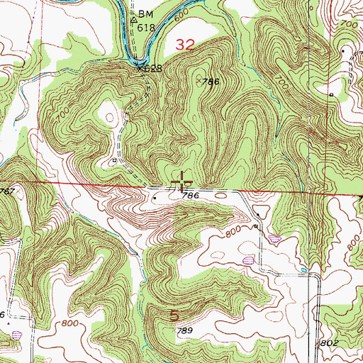 Topographic Map of Elk Hill School (historical), MO