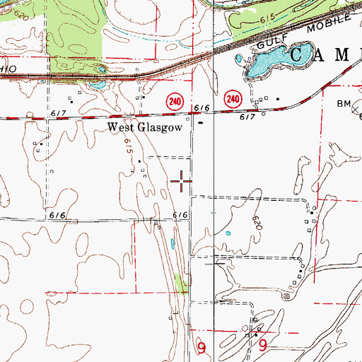 Topographic Map of Elm Grove School (historical), MO