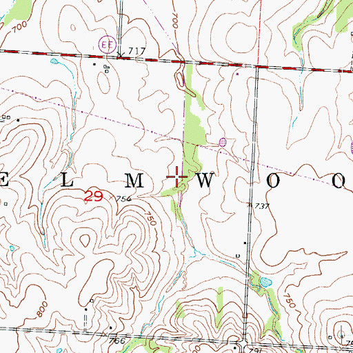 Topographic Map of Fulkerson School (historical), MO