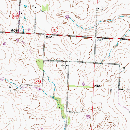 Topographic Map of Halley School (historical), MO