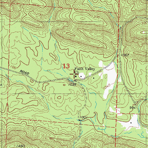 Topographic Map of Faith Valley Church, AR
