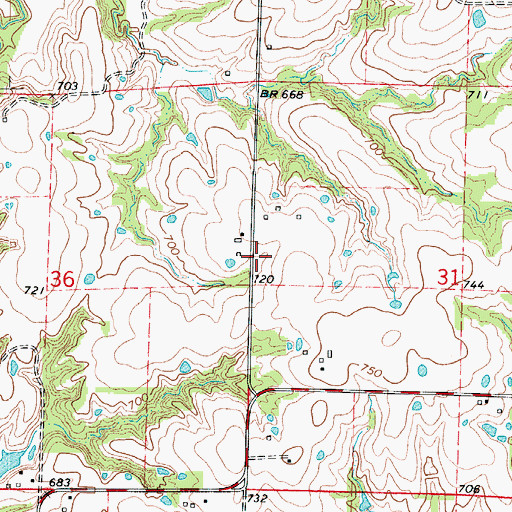 Topographic Map of Maple Grove School (historical), MO