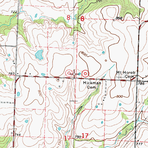 Topographic Map of Mount Horeb School (historical), MO