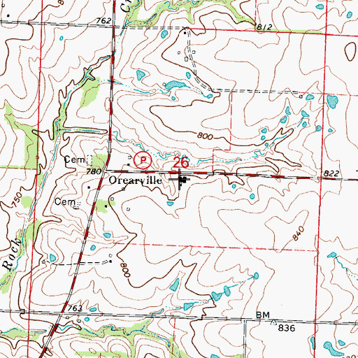 Topographic Map of Orearville Elementary School, MO