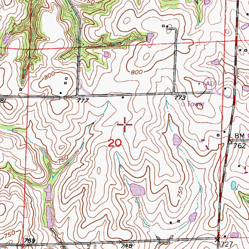 Topographic Map of Reynolds School (historical), MO