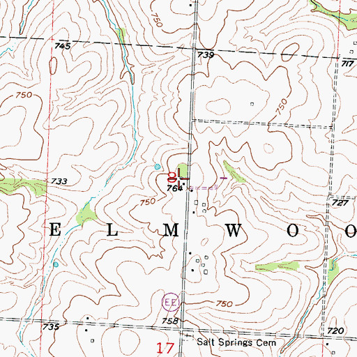 Topographic Map of Salt Springs School (historical), MO