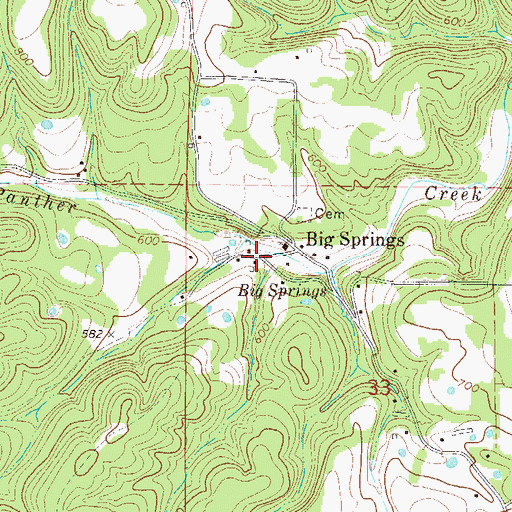 Topographic Map of Big Springs, AR
