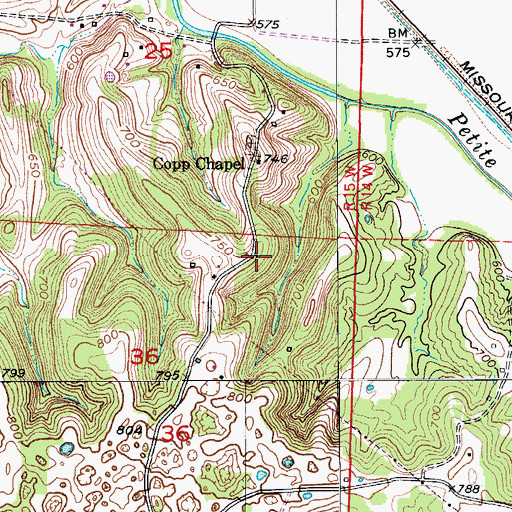 Topographic Map of Bruce School (historical), MO