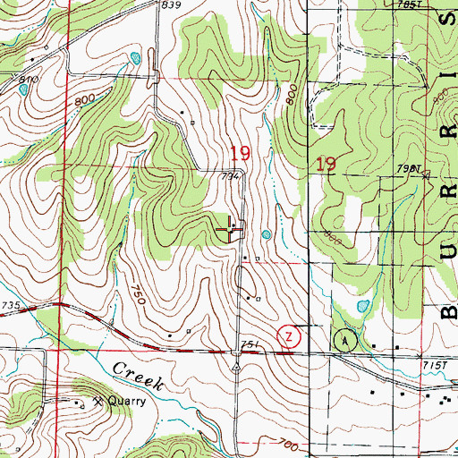 Topographic Map of Enon School (historical), MO