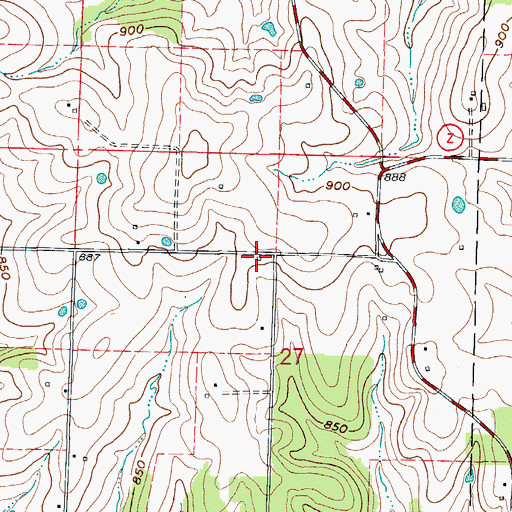 Topographic Map of Grant School (historical), MO