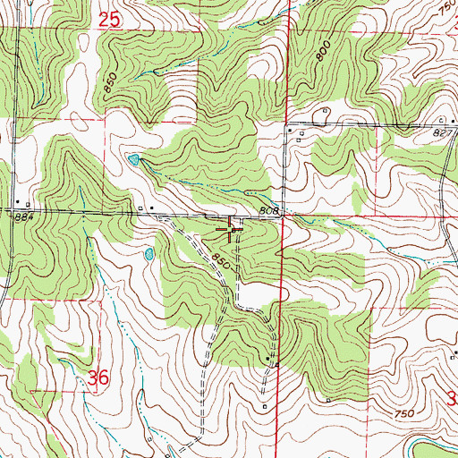 Topographic Map of Lincoln School (historical), MO