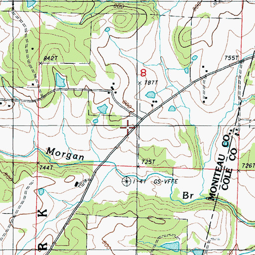 Topographic Map of Sherwood School (historical), MO