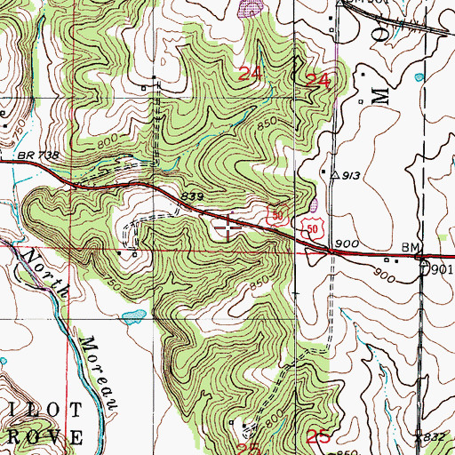 Topographic Map of South Mount Vernon School (historical), MO