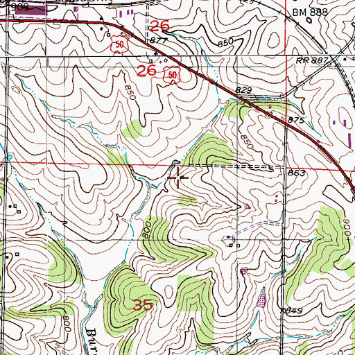 Topographic Map of Sunnyside School (historical), MO