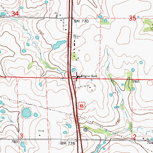 Topographic Map of Elgin School (historical), MO