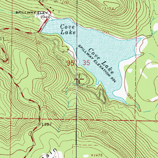 Topographic Map of Cove Lake Campground, AR