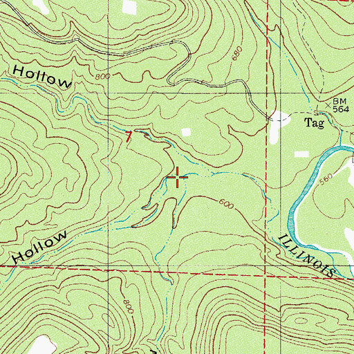 Topographic Map of Grannys Gap Hollow, AR