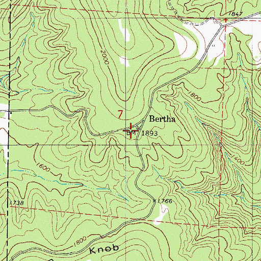 Topographic Map of Bertha, AR