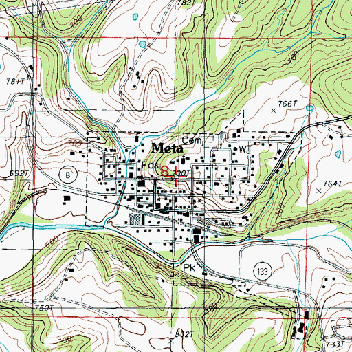 Topographic Map of Saint Cecilias Catholic Church, MO