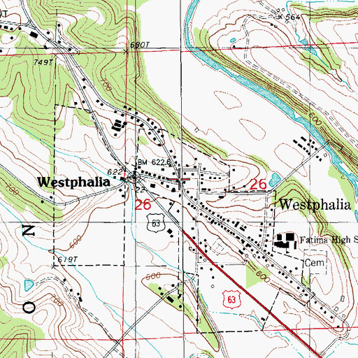Topographic Map of Saint Josephs Catholic Church, MO