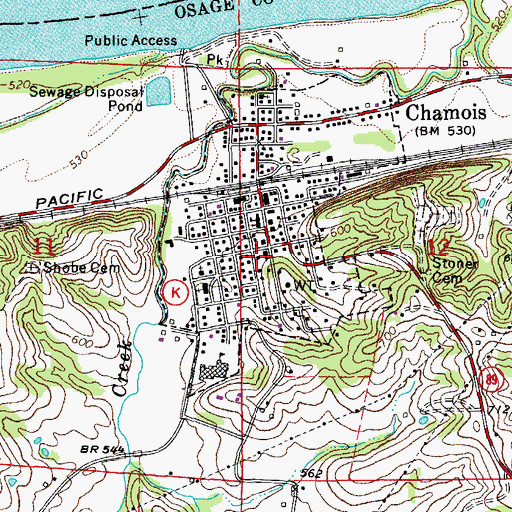 Topographic Map of Saint Marys Catholic Church, MO