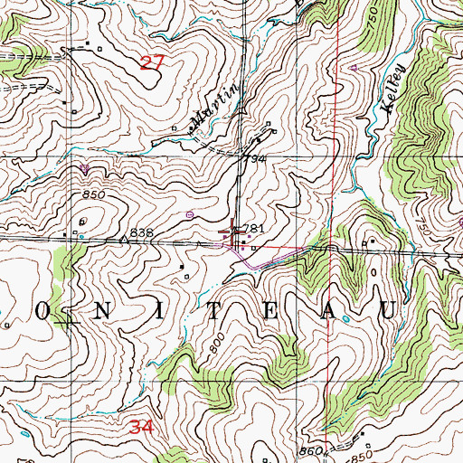 Topographic Map of Lakota (historical), MO