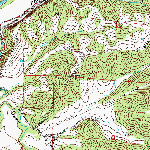 Topographic Map of Glavin School (historical), MO