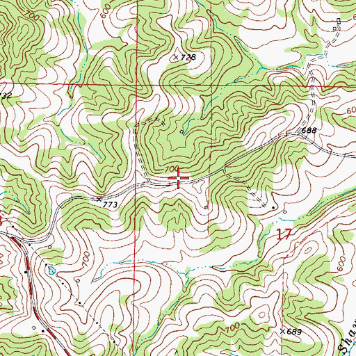 Topographic Map of Shawnee Creek School (historical), MO