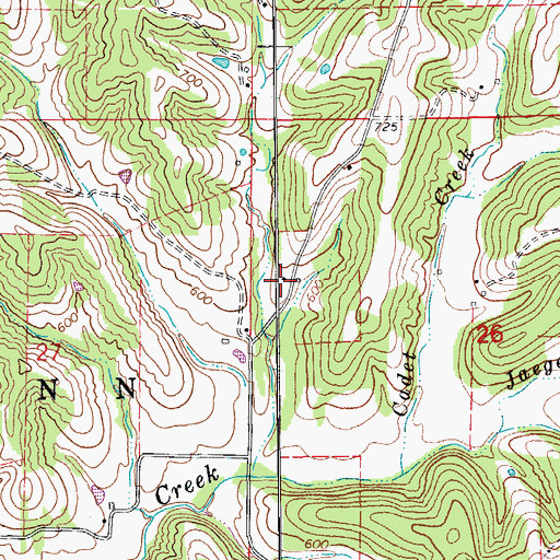 Topographic Map of Cadet Creek School (historical), MO