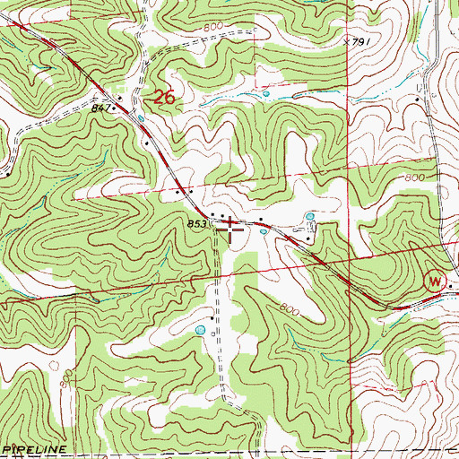 Topographic Map of Vosholl (historical), MO