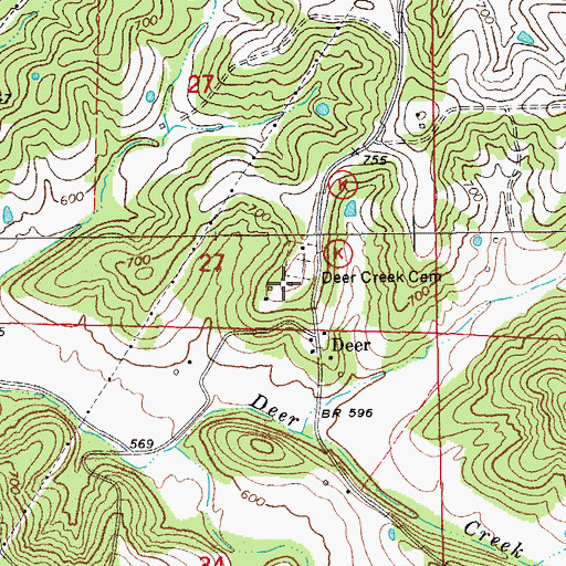 Topographic Map of Union Church (historical), MO