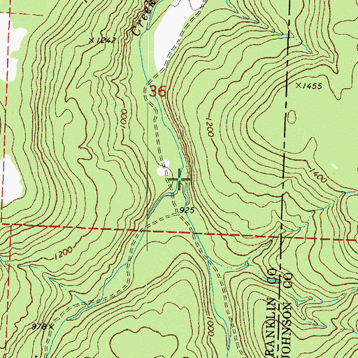 Topographic Map of Clear Creek, AR