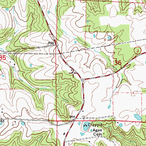 Topographic Map of Peachland (historical), MO